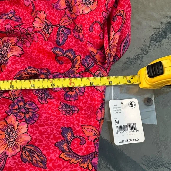 Free People Top Blouse I Got You Crop Floral Printed V Neck Smocked Size M - Picture 7 of 10